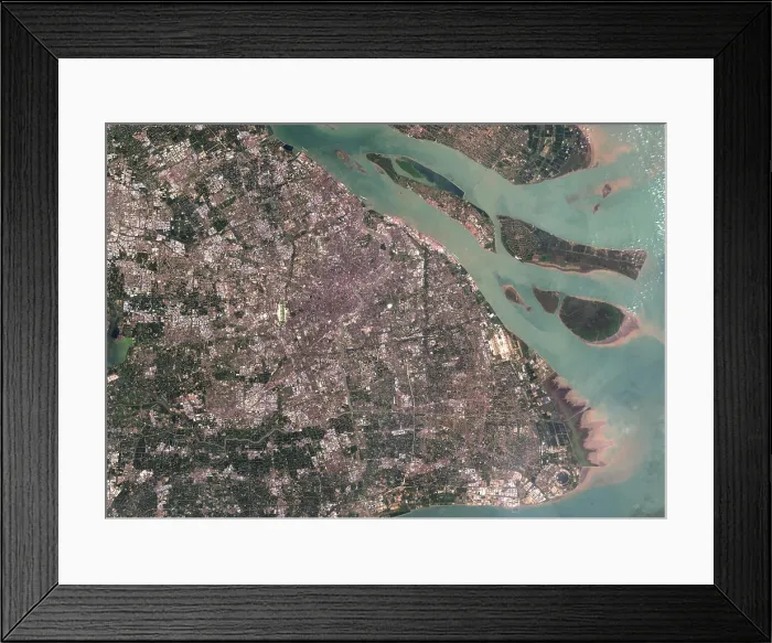 Framed Print : Color satellite image of Shanghai, China in 2022 Framed Print : Color satellite image of Shanghai, China in 2022