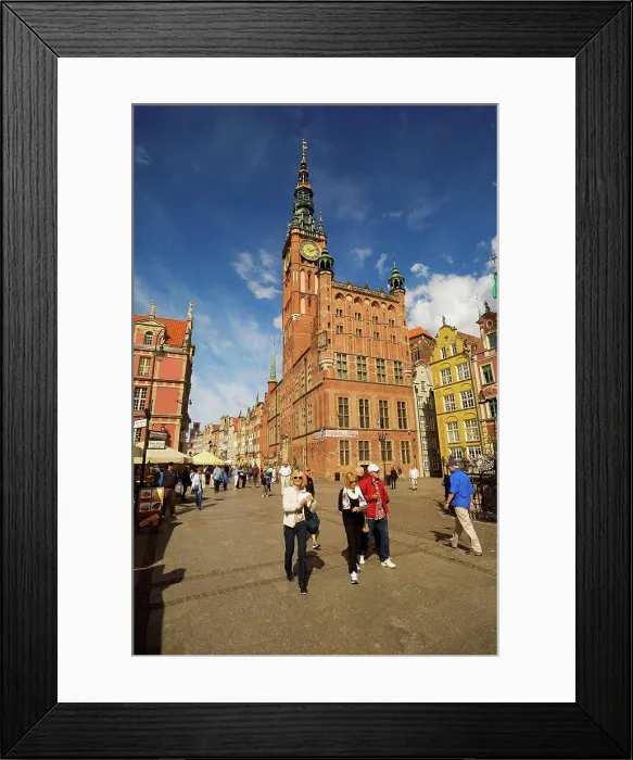 Framed Print : Gdansk Town Hall clock tower on Long Market Street, Old Town; Gdansk, Poland Framed Print : Gdansk Town Hall clock tower on Long Market Street, Old Town; Gdansk, Poland