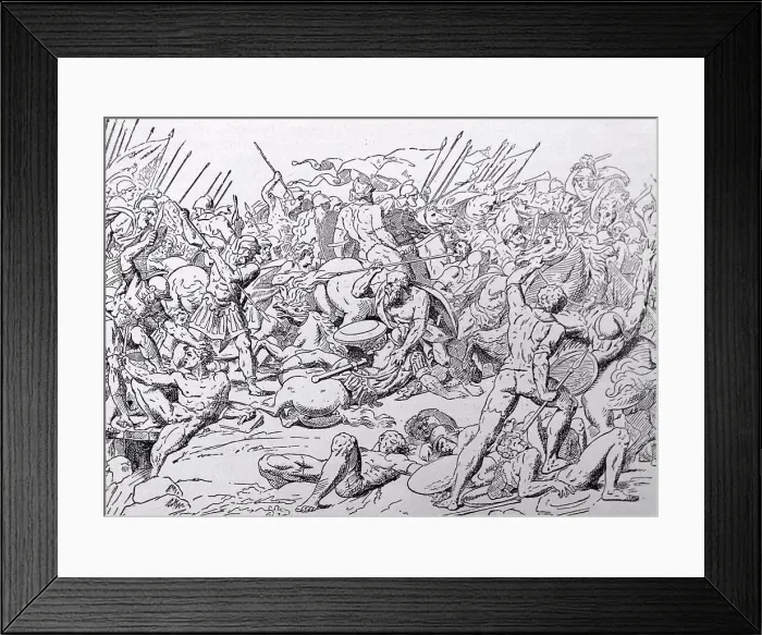 Framed Print : Illustration depicting the Battle of Potidaea (432 BC) one of the catalysts for the Peloponnesian War Framed Print : Illustration depicting the Battle of Potidaea (432 BC) one of the catalysts for the Peloponnesian War