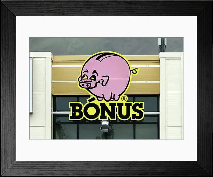 Framed Print : Bonus supermarket sign, Hveragerdi, South Iceland, Europe Framed Print : Bonus supermarket sign, Hveragerdi, South Iceland, Europe