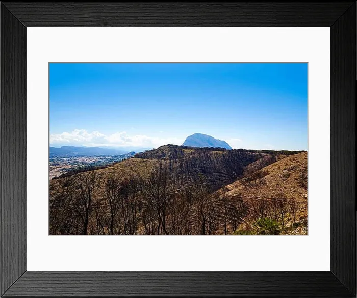 Framed Print : Montgo Javea Xabia burned fire trees in Alicante Spain Framed Print : Montgo Javea Xabia burned fire trees in Alicante Spain