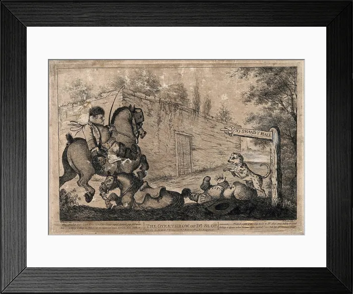 Framed Print : An episode in Tristram Shandy: Obadiah riding a coach horse knocks Dr