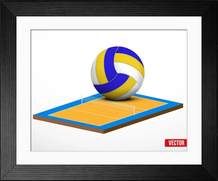 Framed Print : Symbol of a Volleyball Game And Field Symbol of a volleyball game and field in three-dimensional space