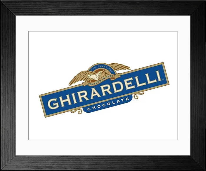 Framed Print : Rotated to left, Ghirardelli Logo 2000, Food, Old Logo from 2000 Framed Print : Rotated to left, Ghirardelli Logo 2000, Food, Old Logo from 2000