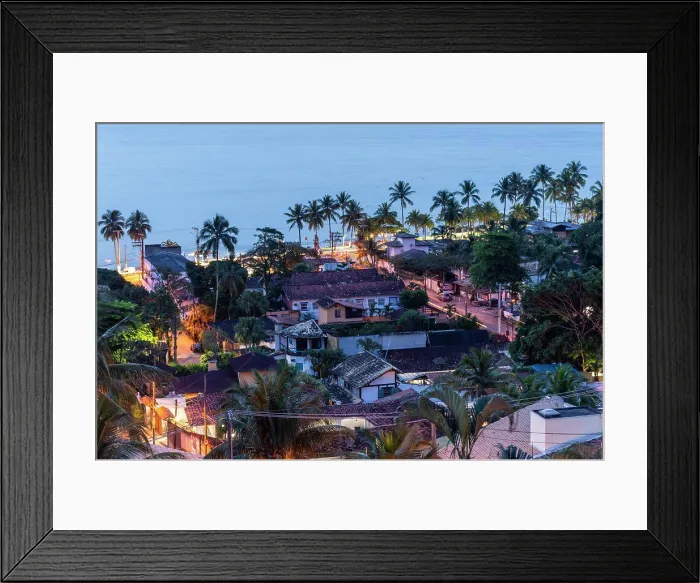 Framed Print : Beautiful view from hill top to small tropical island village Framed Print : Beautiful view from hill top to small tropical island village