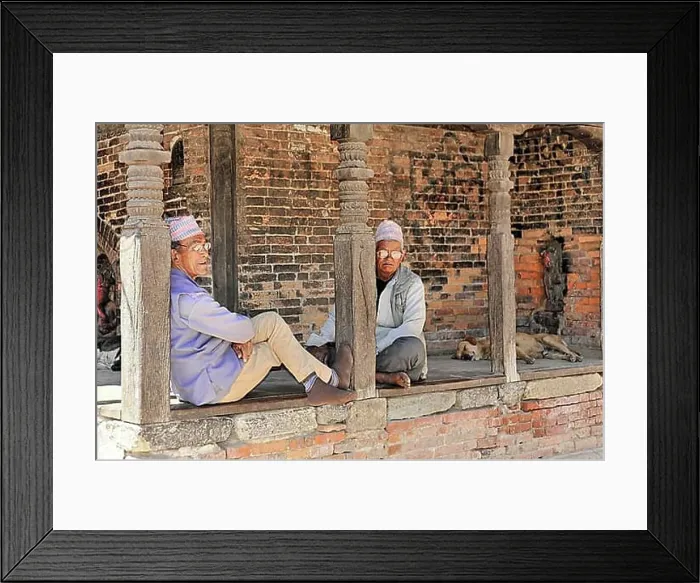 Framed Print : Two elderly men in traditional dress relax in an old wooden structure, Kathmandu Valley. Kathmandu, Nepal, Asia Framed Print : Two elderly men in traditional dress relax in an old wooden structure, Kathmandu Valley. Kathmandu, Nepal, Asia