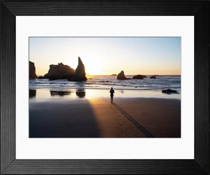 Framed Print : Sun Setting Behind Sea Stacks On The Oregon Coast Framed Print : Sun Setting Behind Sea Stacks On The Oregon Coast