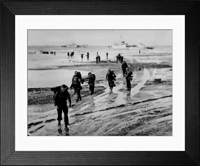 Framed Print : More British Assault Troops Land On The Beaches Of Normandy -- British troops continue to land on the beach-heads of Framed Print : More British Assault Troops Land On The Beaches Of Normandy -- British troops continue to land on the beach-heads of