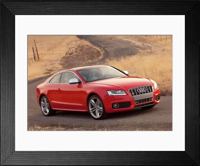 Framed Print : 2008 Audi S5 4.2 L Fuel Stratified Injection (FSI) V8 engine, producing 349 hp parked in the hills on an empty road Framed Print : 2008 Audi S5 4.2 L Fuel Stratified Injection (FSI) V8 engine, producing 349 hp parked in the hills on an empty road
