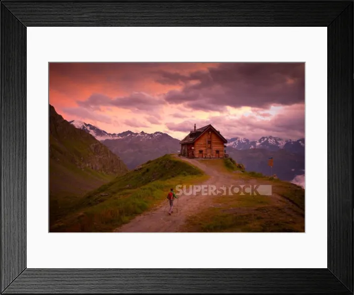 Framed Print : A hiker is almost at the Cabane du Mont Fort Framed Print : A hiker is almost at the Cabane du Mont Fort