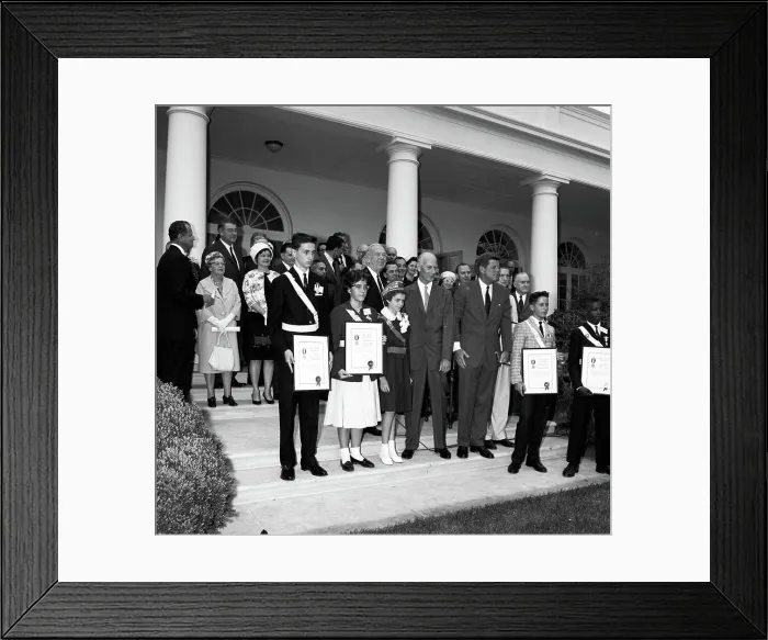 Framed Print : Presentation of the American Automobile Association (AAA) Lifesaving Awards in the Rose Garden Framed Print : Presentation of the American Automobile Association (AAA) Lifesaving Awards in the Rose Garden