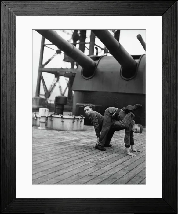 Framed Print : The Royal Navy during the Second World War Twins Alf (right) and Fred Cooper are acrobats in civil life Framed Print : The Royal Navy during the Second World War Twins Alf (right) and Fred Cooper are acrobats in civil life