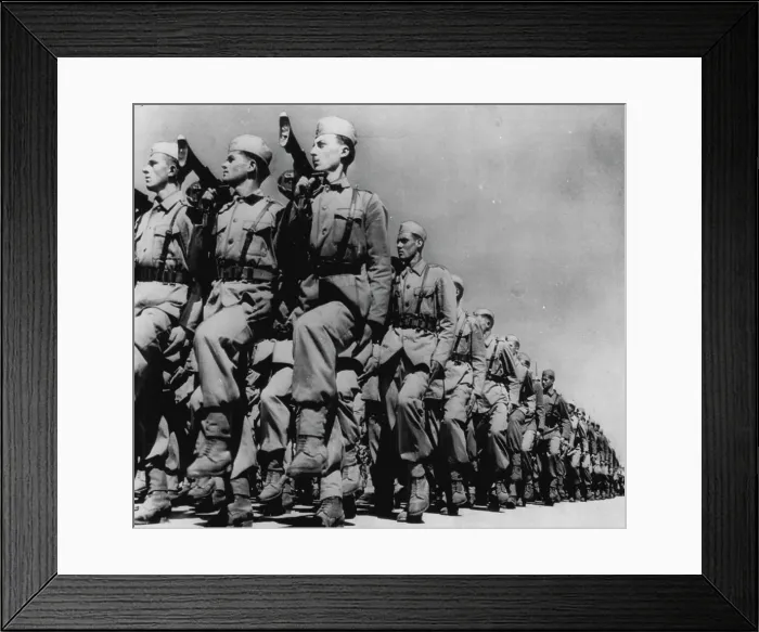 Framed Print : Goose-Stepping Yugoslav Infantrymen -- Yugoslav infantrymen goose-step past reviewing stand during military parade Framed Print : Goose-Stepping Yugoslav Infantrymen -- Yugoslav infantrymen goose-step past reviewing stand during military parade