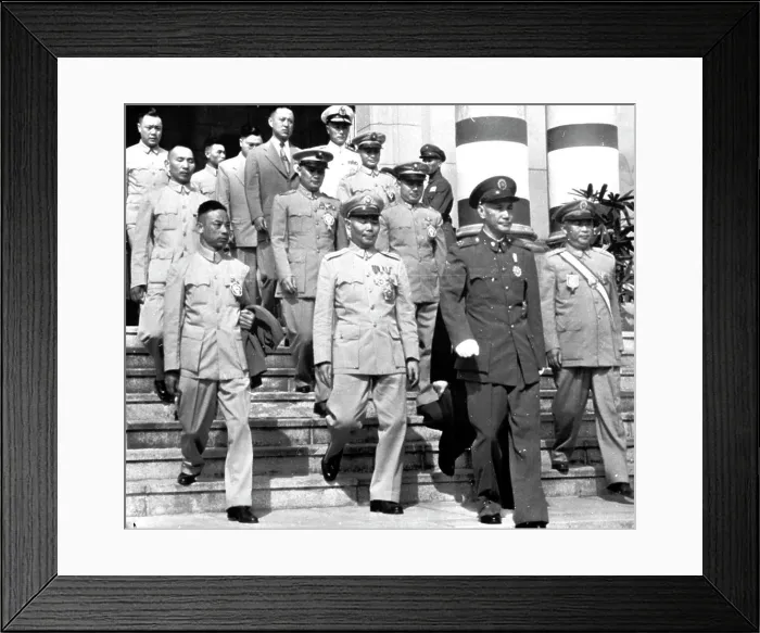 Framed Print : China Kai-Shek And Aides - This recent picture of Generalissom Chiang Kai-Shek (foreground) Framed Print : China Kai-Shek And Aides - This recent picture of Generalissom Chiang Kai-Shek (foreground)
