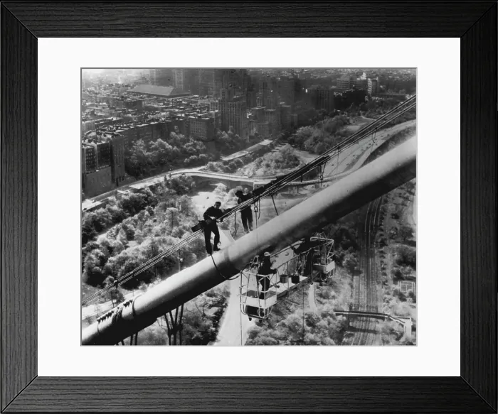 Framed Print : Spring Cleaning -- Painters using an electrically operated scaffold