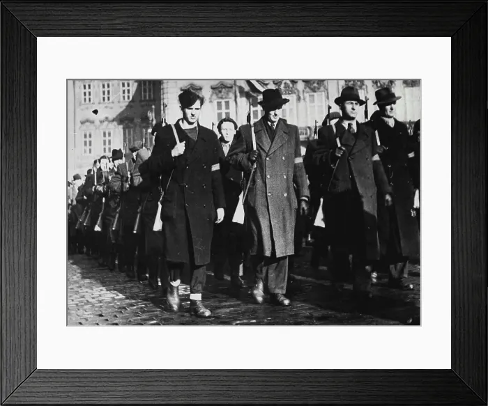 Framed Print : On The March In Prague - Armed worker guards on the march through the streets of Prague - one of the many Framed Print : On The March In Prague - Armed worker guards on the march through the streets of Prague - one of the many