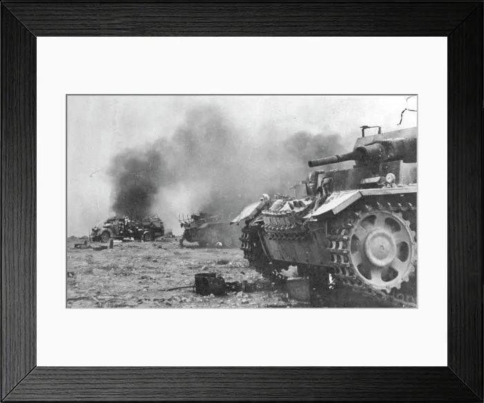 Framed Print : German Tanks -- The end of an attack ***** tanks