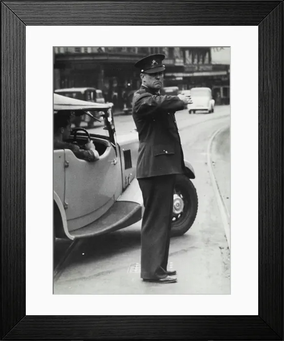Framed Print : Traffic Police Sydney -- Jack Young, Paking police traffic duty George & Bathurst Sts. October 15, 1946 Framed Print : Traffic Police Sydney -- Jack Young, Paking police traffic duty George & Bathurst Sts. October 15, 1946
