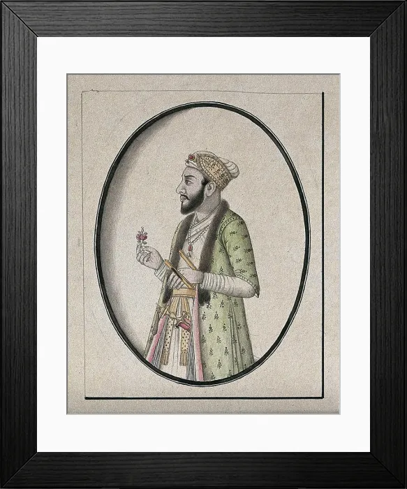 Framed Print : A Mughal courtier holding a flower. Watercolour drawing by an Indian artist Framed Print : A Mughal courtier holding a flower. Watercolour drawing by an Indian artist