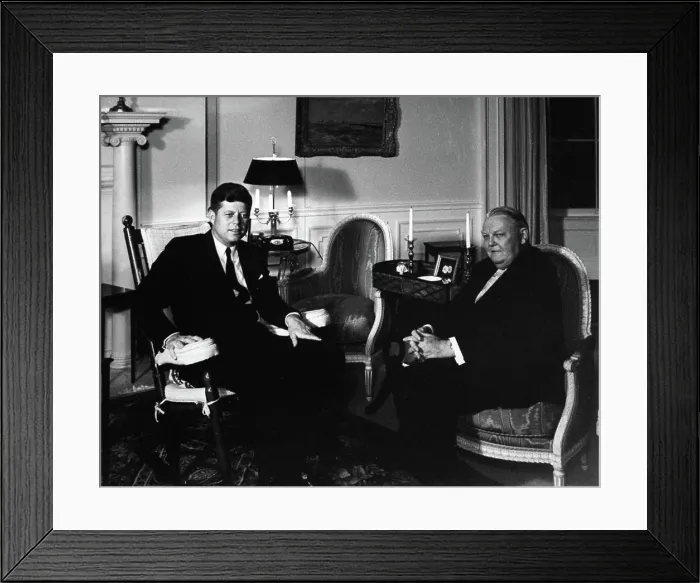 Framed Print : Meeting with Ludwig Erhard, Vice Chancellor of West Germany