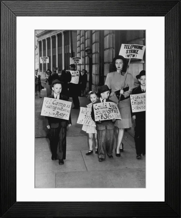 Framed Print : Kids Join Mom On Picket Line -- Pretty Mrs Framed Print : Kids Join Mom On Picket Line -- Pretty Mrs