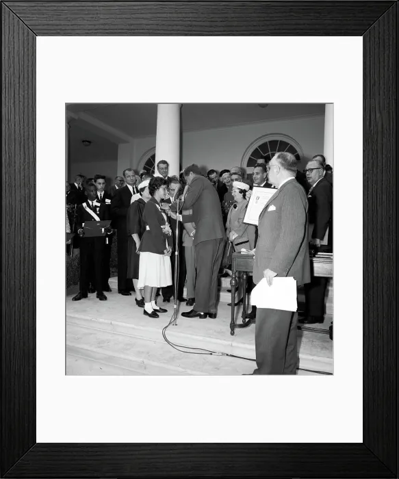 Framed Print : Presentation of the American Automobile Association (AAA) Lifesaving Awards in the Rose Garden Framed Print : Presentation of the American Automobile Association (AAA) Lifesaving Awards in the Rose Garden