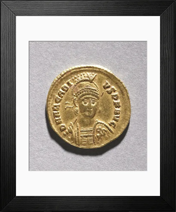 Framed Print : Tremissis of Honorius (obverse) Framed Print : Tremissis of Honorius (obverse)