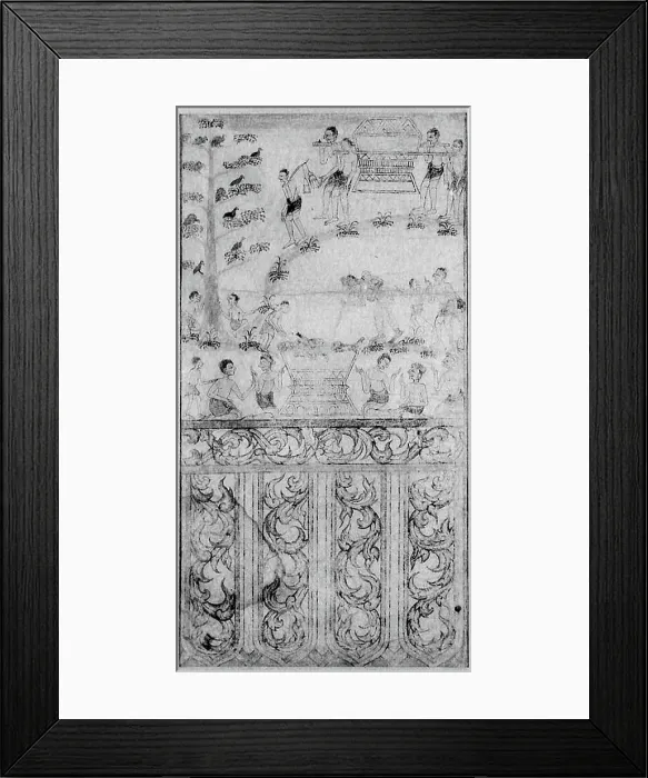 Framed Print : Cremation of Jujaka's Body(): Scene from Vessantara Jataka 19th-20th century Thailand