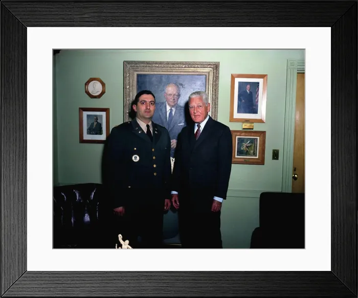 Framed Print : Promotion ceremony, White House Army Signal Agency (WHASA) staff