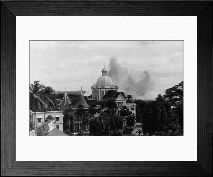 Framed Print : Damage done by Japanese bombs on the island of Singapore Framed Print : Damage done by Japanese bombs on the island of Singapore