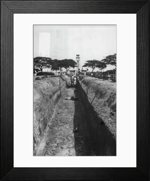 Framed Print : Singapore Digs In - Singaporeans Digging defences in their capital Framed Print : Singapore Digs In - Singaporeans Digging defences in their capital