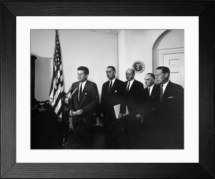 Framed Print : Remarks to the press upon the return of Vice President Lyndon B Framed Print : Remarks to the press upon the return of Vice President Lyndon B