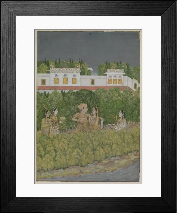 Framed Print : Prince and Ladies in a Garden mid-18th century Nidha Mal This scene of leisure typifies the gracious style of later Framed Print : Prince and Ladies in a Garden mid-18th century Nidha Mal This scene of leisure typifies the gracious style of later