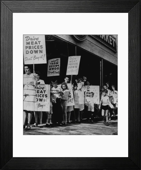 Framed Print : Picket for lower meat prices Framed Print : Picket for lower meat prices