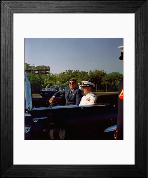 Framed Print : Trip to Europe: Italy, Naples: President Kennedy arrives at NATO (North Atlantic Treaty Organization) Headquarters