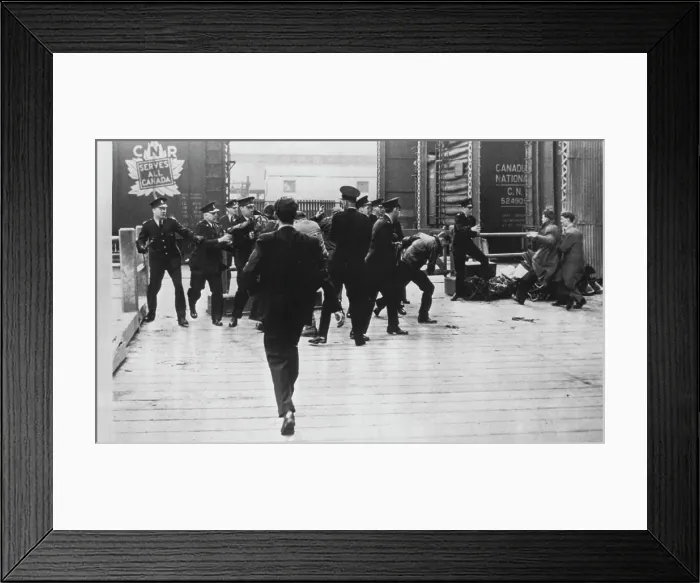 Framed Print : Police and Pickets Clash -- Members of Canadian Seamen's Union Scuffle with police in attempt to board the SS Riverside Framed Print : Police and Pickets Clash -- Members of Canadian Seamen's Union Scuffle with police in attempt to board the SS Riverside