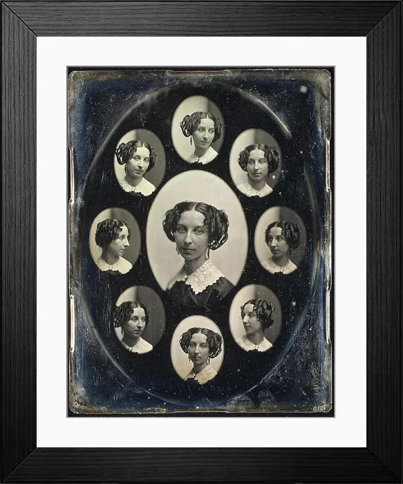 Framed Print : Unidentified Woman in Nine Oval Views ca Framed Print : Unidentified Woman in Nine Oval Views ca