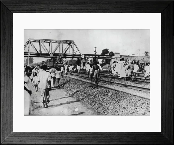 Framed Print : The Calcutta Riots - First Pictures -- A picture just received from Calcutta showing demonstrators about to stops a Framed Print : The Calcutta Riots - First Pictures -- A picture just received from Calcutta showing demonstrators about to stops a