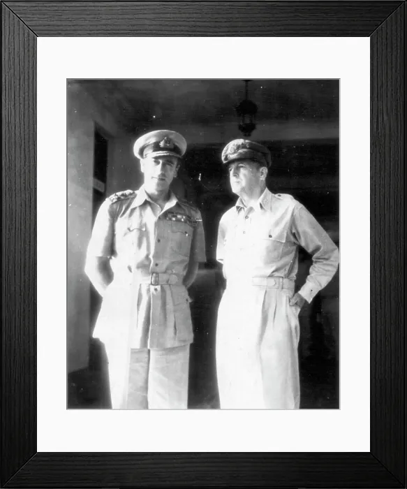 Framed Print : MacArthur And Mountbatten Meet - Admiral Lord Louis Mountbatten