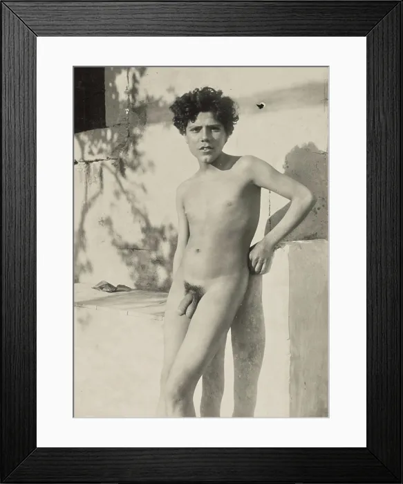 Framed Print : Nude youth. Baron Wilhelm von Gloeden (German, 1856 - 1931)