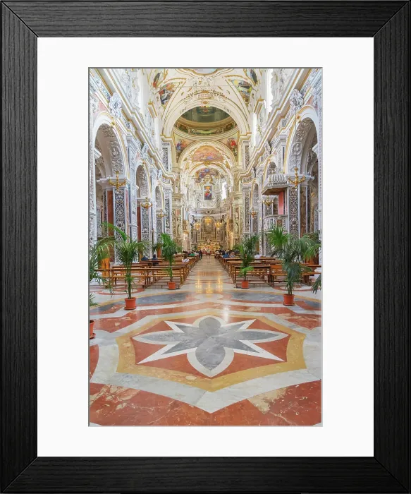 Framed Print : Interior of The Church of Saint Mary of Gesu, Palermo, Sicily, Italy, Europe
