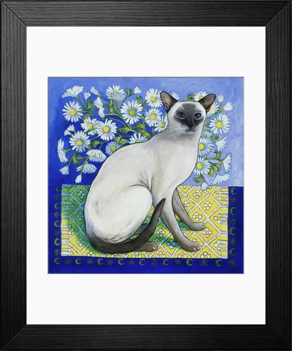 Framed Print : Siamese Cat - Series II 1997 Isy Ochoa (b.1961 French) Oil on canvas
