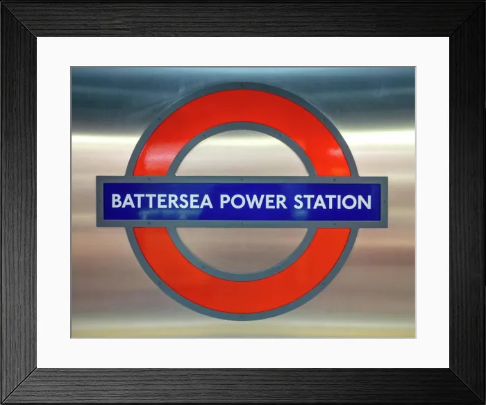 Framed Print : The iconic roundel logo for London Underground at Battersea Power Station tube station on the Northern Line in London Framed Print : The iconic roundel logo for London Underground at Battersea Power Station tube station on the Northern Line in London