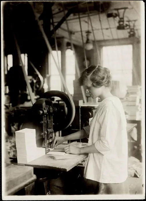 Framed Print : 15-year old girl punching cards. Boston Index Card Co. 113 Purchase Street. Immigrants, Massachusetts, Boston
