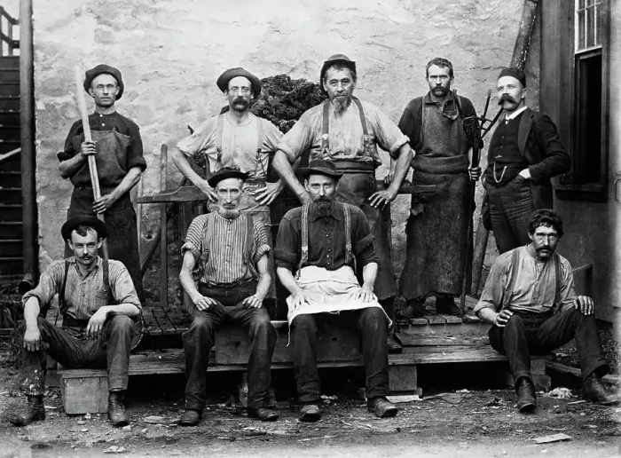 Framed Print : 1890S 1900S Group Portrait Of 9 Carpet Mill Workers Framed Print : 1890S 1900S Group Portrait Of 9 Carpet Mill Workers