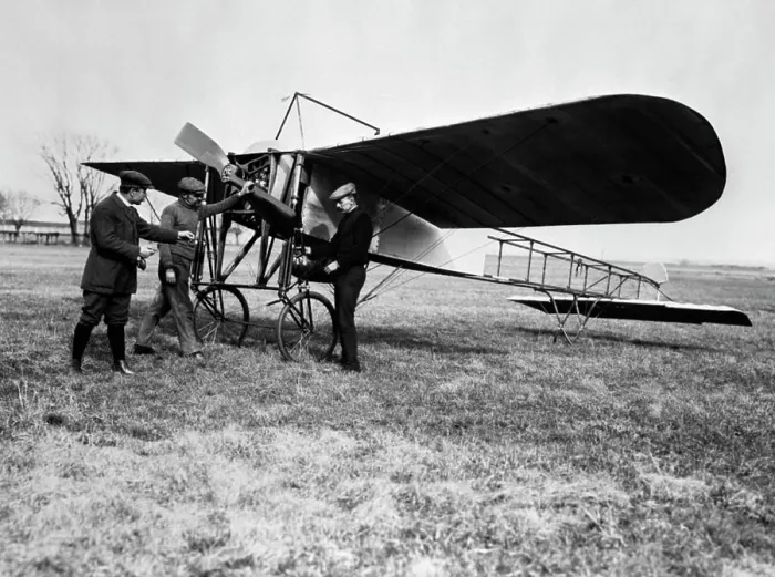 Framed Print : 1910S Group Of Three Men Standing In Front Of Early Monoplane One With Hand On Propeller Framed Print : 1910S Group Of Three Men Standing In Front Of Early Monoplane One With Hand On Propeller