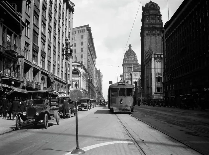 Framed Print : 1920 INTERURBAN TROLLEY ON MARKET STREET SAN FRANCISCO CALIFORNIA USA Framed Print : 1920 INTERURBAN TROLLEY ON MARKET STREET SAN FRANCISCO CALIFORNIA USA