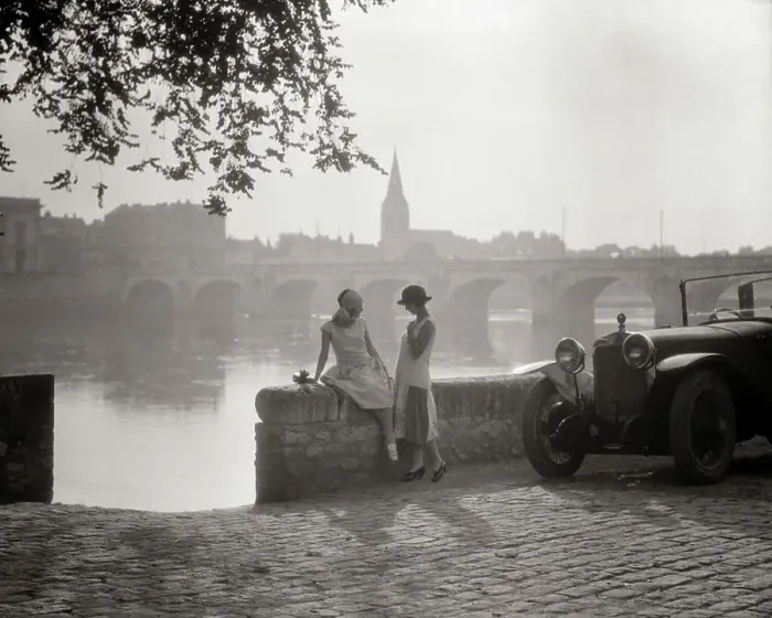 Framed Print : 1920s TWO YOUNG WOMEN WITH ANTIQUE AUTOMOBILE SITTING STANDING TOGETHER TALKING BY STONE WALL LOIRE RIVER VALLEY FRANCE Framed Print : 1920s TWO YOUNG WOMEN WITH ANTIQUE AUTOMOBILE SITTING STANDING TOGETHER TALKING BY STONE WALL LOIRE RIVER VALLEY FRANCE