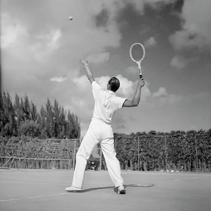 Framed Print : 1930S Back View Of Man Playing Tennis About To Hit The Ball Summer Outdoor Framed Print : 1930S Back View Of Man Playing Tennis About To Hit The Ball Summer Outdoor