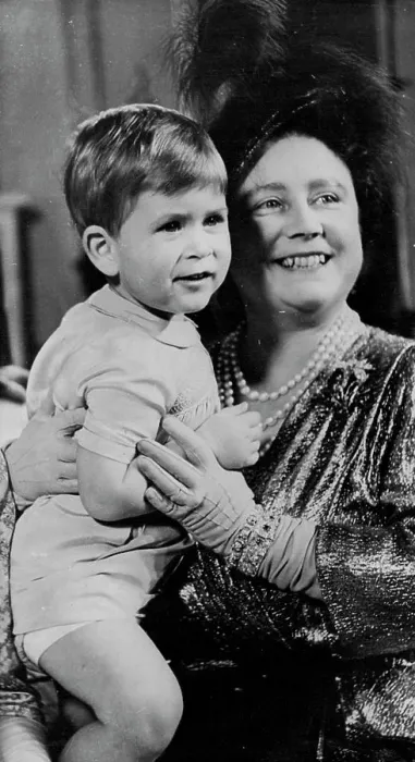 Framed Print : 1950... The young Prince with Elizabeth now the Queen Mother. November 11, 1950. (Photo by The Associated Press Ltd.).